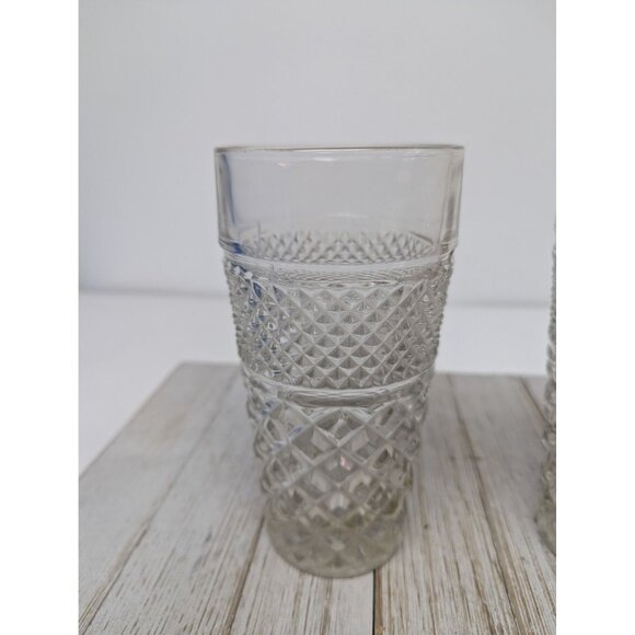 Anchor Hocking Wexford Set 2 Diamond Point Tumblers 6 1/2" Drinking Glasses - Picture 3 of 5